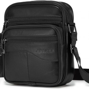 SPAHER - Men's Shoulder Bag, Veritable Leather Small Shoulder Bag,