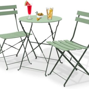Shally Dogan Set of 3 Folding Garden Paris Model Table with 2 Steel