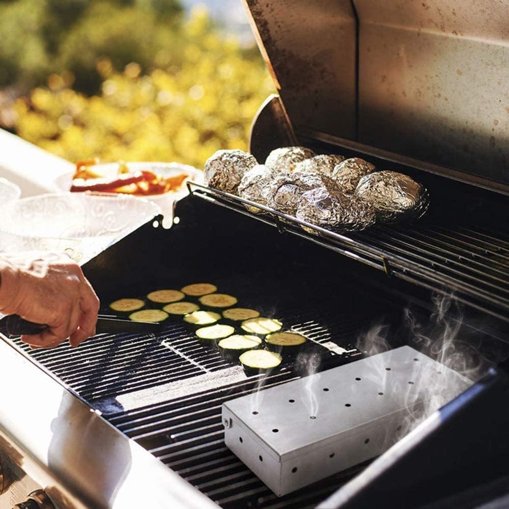 Smoker Box Smoker Box for Gas Grill, Smoking Gas Grill, Charcoal & Gas