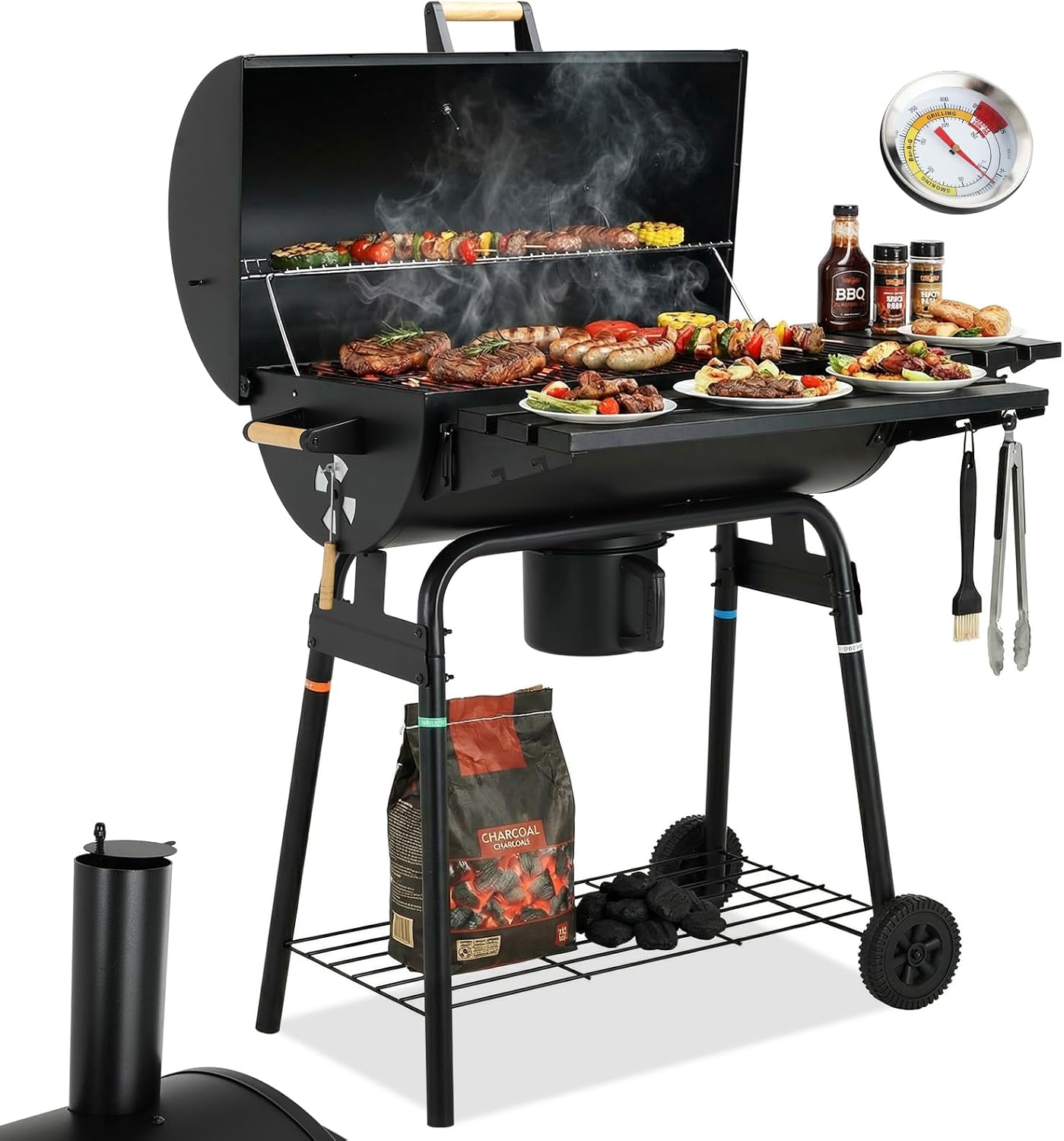 TLSUNNY Barbecue a Carbone con Coperchio, Barbecue da Giardino con