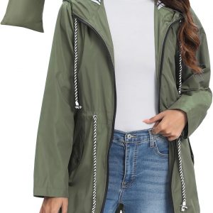 UMIPUBO Women's Lightweight Waterproof Jacket Windproof Long Trench