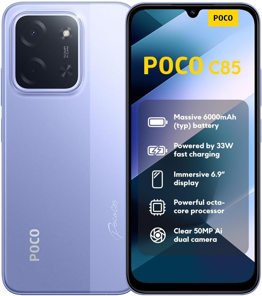 XIAOMI POCO C85 Smartphone 6+128GB, 6.9" 120Hz 8mm Design Display,