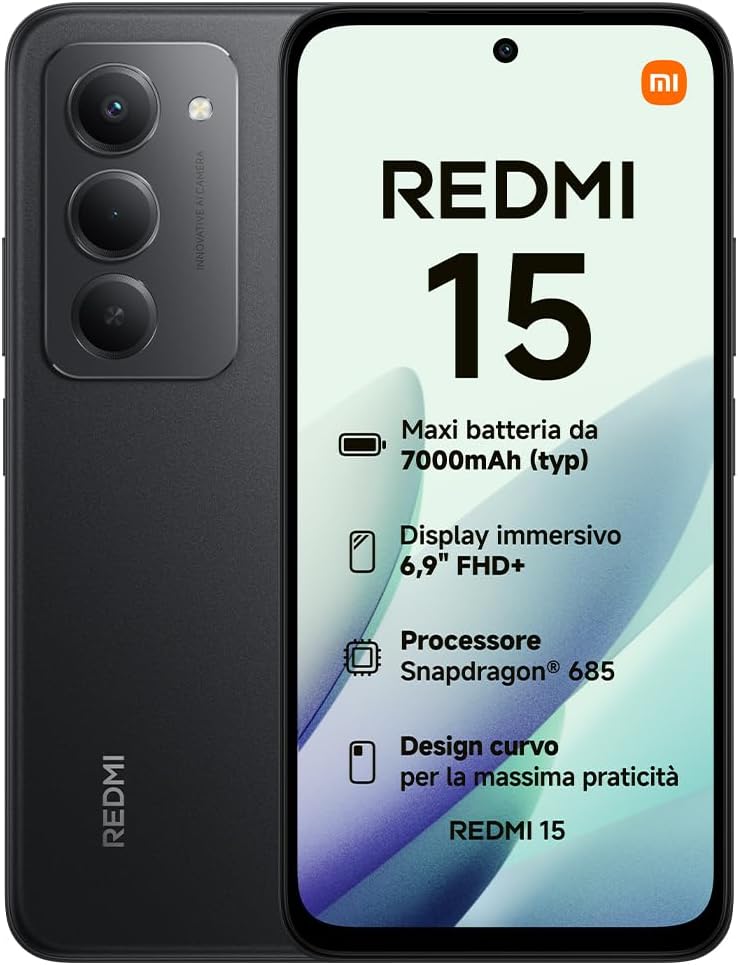 Xiaomi Redmi 15, Smartphone 8+256GB, DotDisplay FHD+ 144Hz 6.9",