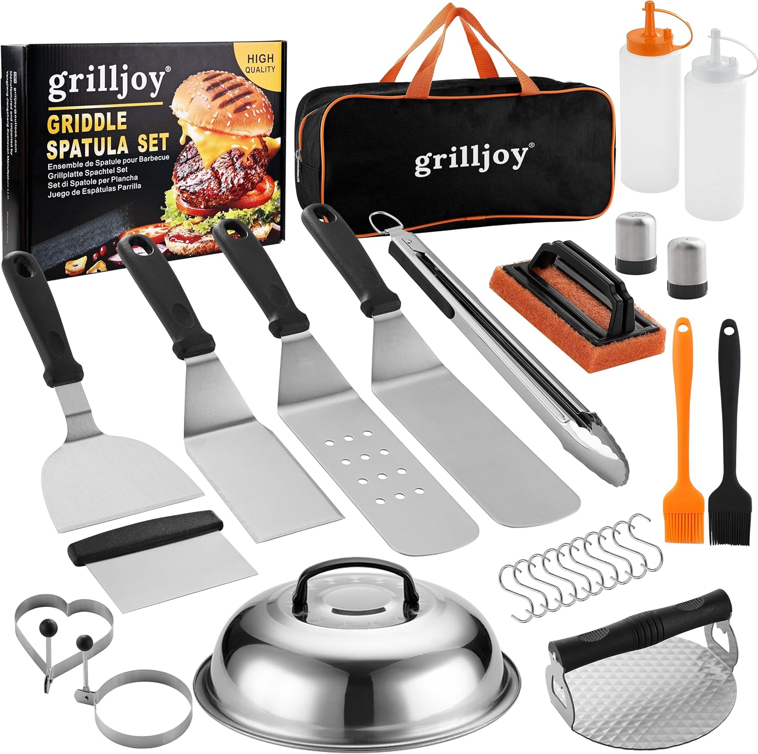 grilljoy Stainless Steel Barbecue Accessories Set, Smash Burger Kit,
