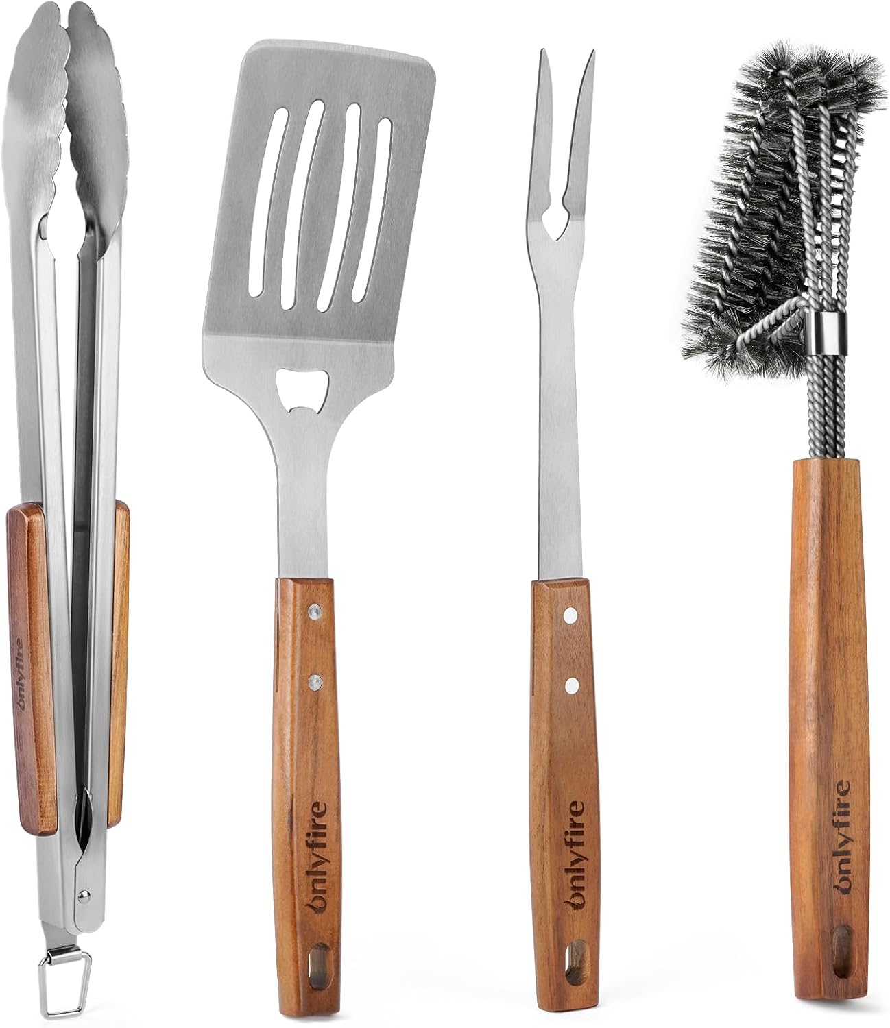 onlyfire 4 Piece Barbecue Tool Set, Perforated Plate Spatula, Kitchen