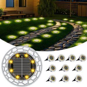 FIFlying 10 x Solar Garden Lights, 8 LED Solar Ground Lights,