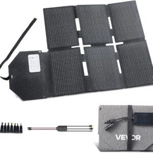 VEVOR Foldable Solar Charger 60 W, Monocrystalline Solar Panel N Type