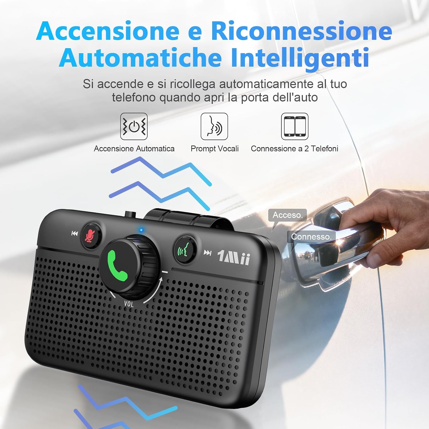 1789510159_Kit-vivavoce-per-auto-Bluetooth-6.0-1Mii-con-assistente-vocale-Siri.jpg 1789510159 Kit vivavoce per auto Bluetooth 6.0 1Mii con assistente vocale Siri