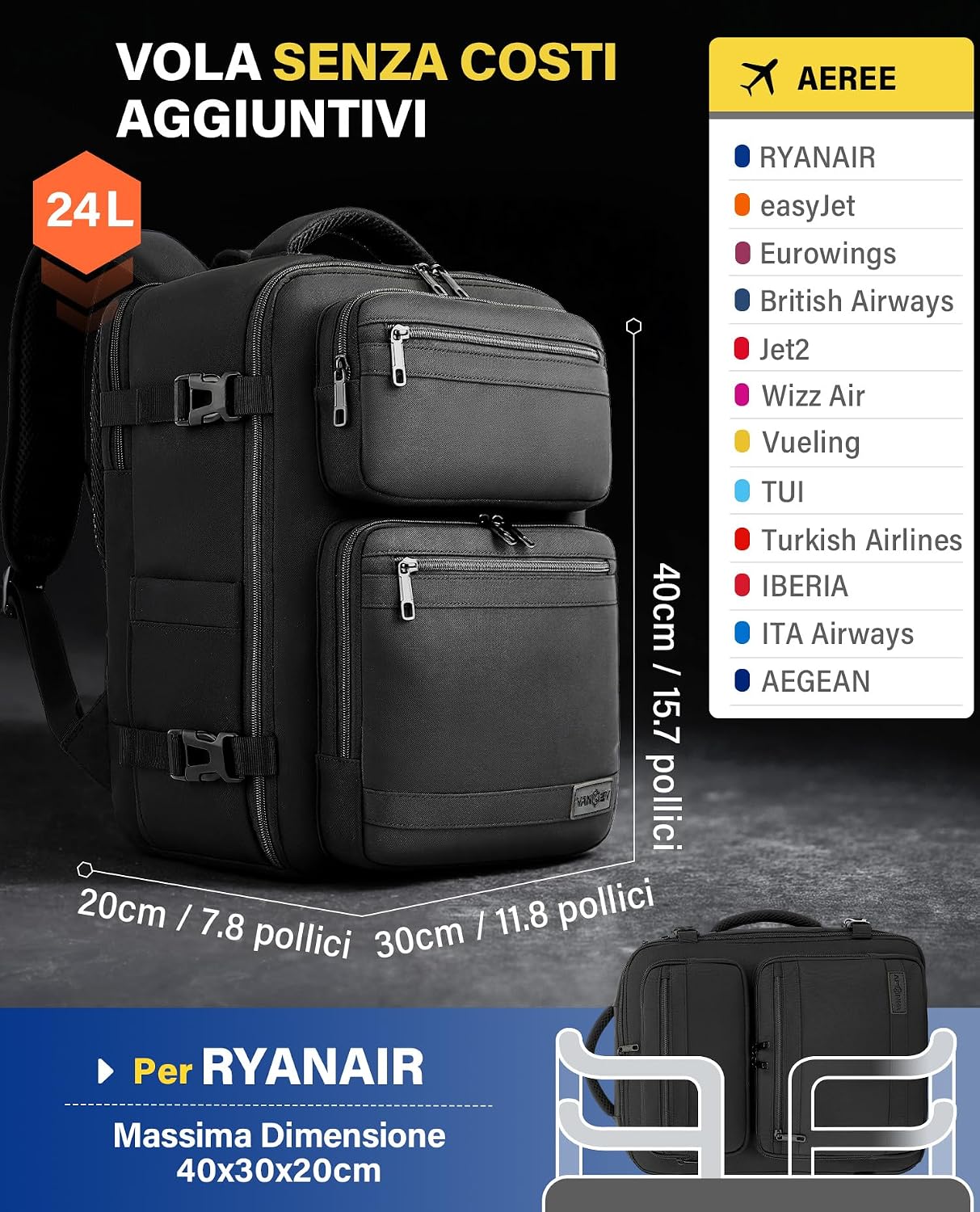 VANKEV-Zaino-da-viaggio-Ryanair-easyJet-Eurowings-Wizz-Air-40-x-30-x-20.jpg VANKEV Zaino da viaggio Ryanair easyJet Eurowings Wizz Air 40 x 30 x 20