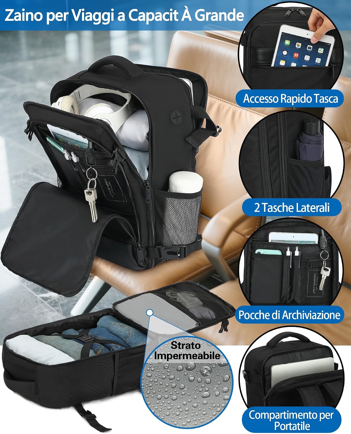 1791324072_Zaino-da-viaggio-KLOSTAIN-Easyjet-45-x-36-x-20-cm-30-L-borsa-da-cabina-per.jpg 1791324072 Zaino da viaggio KLOSTAIN Easyjet 45 x 36 x 20 cm 30 L borsa da cabina per